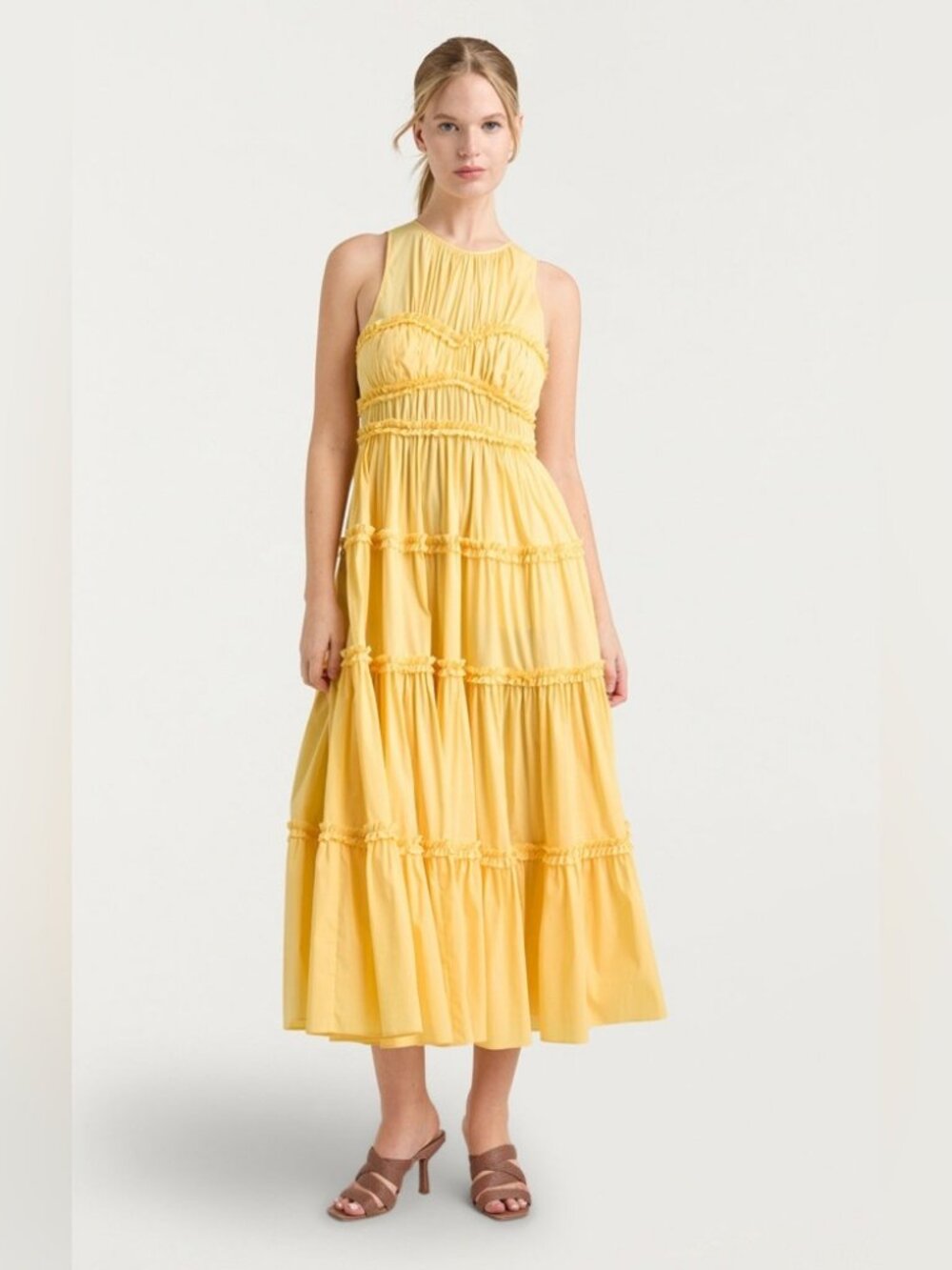 Cinq A Sept Sirrina Midi Dress in Butter | Size 8 | Like New